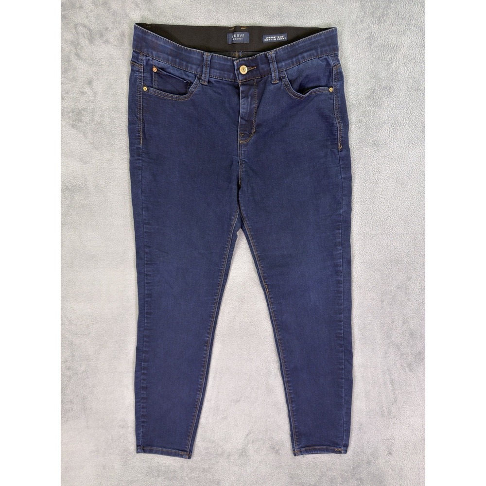 Curve Appeal Jeans Womens 10/30 Blue Skinny Dark Wash Comfort Waist High Rise